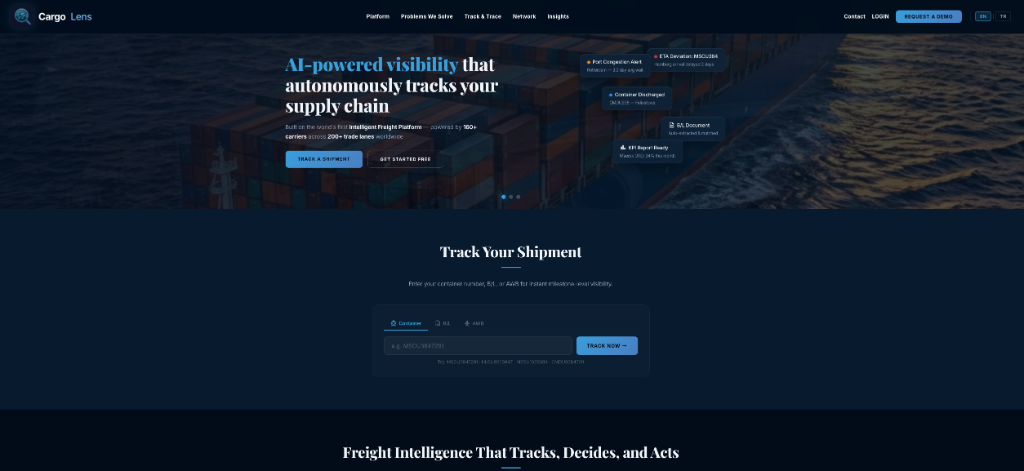 CargoLens Landing Page